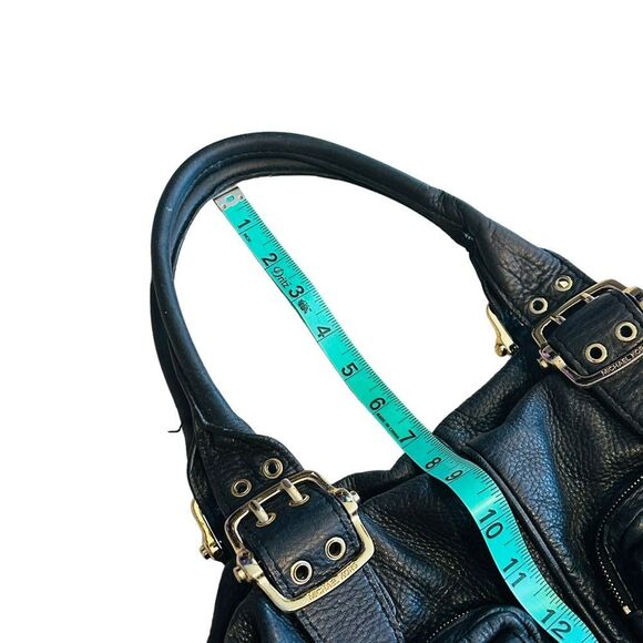 Michael Kors Black Soft Black Leather & Gold Hardware Satchel - Picture 12 of 13